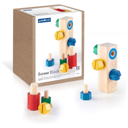 Brinquedo de encaixe Screw Block Guidecraft em madeira multicolorida para desenvolvimento de coordenação motora fina