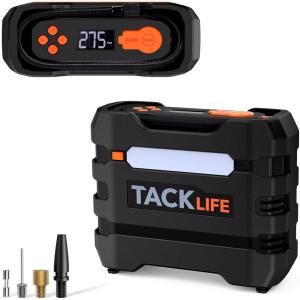 TACKLIFE Mini Compressor de Ar Elétrico Automotivo Portátil 12V 50 PSI C/ Luz LED e Tela LCD.