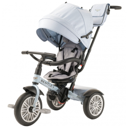 Triciclo Infantil 6 em 1, Oficialmente Projetado pela Bentley com Cobertura e Alça para os Pais, POSH BABY KIDS, Azul Claro