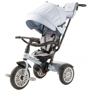 Triciclo Infantil 6 em 1, Oficialmente Projetado pela Bentley com Cobertura e Alça para os Pais, POSH BABY KIDS, Azul Claro