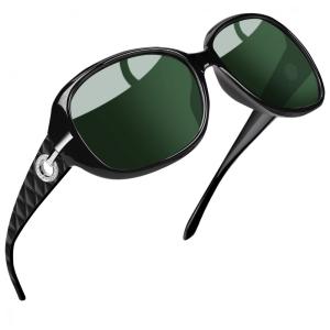 Óculos de Sol Feminino com Proteção UV, Joopin A30, Preto e Verde