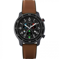 Relógio Smartwatch 30mm com Tela Sensível ao Toque em e Pulseira de Couro com Frequência Cardíaca, TIMEX TW5M43100, Marrom