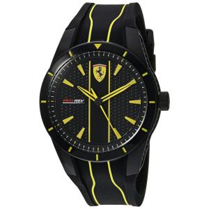 Relógio de Pulso Quartzo Aço Inoxidável Mostrador com Listras Amarelas, FERRARI 0830482, Preto