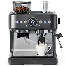 Máquina de Espresso Chefman Crema Deluxe Aço Inox Dupla Caldeira Moedor Cônico 30 Ajustes 1500W 120V