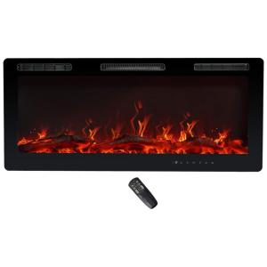 Lareira Elétrica de Embutir A44x97L com Controle Remoto e Chama Ajustável, 1500W, 110v, C HOPETREE CHTEFWTJ42AI2N2, Preto