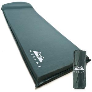 Colchão Inflável para Camping Portátil Ultraleve com Travesseiro Embutido e Bolsa de Transporte, WELLAX, Verde