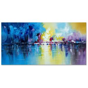 Abstract Quadro Decorativo Pintado à Mão Urbana Abstrata 121 x, WINPEAK ART, Azul