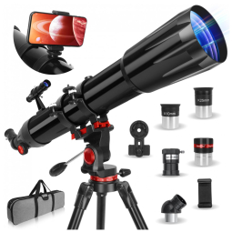 Telescópio Potente para Adultos, 90mm Diâmetro e 900mm para Crianças e Iniciantes, Ampliação de 450x. Ideal para Observação de Planetas