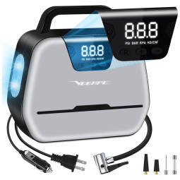 Compressor de Ar Portátil 150 PSI 12V DC AC, 110v, VEEAPE, Cinza