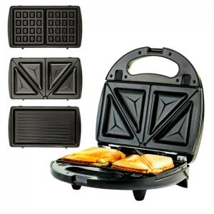 Sanduicheira Elétrica OVENTE 3 em 1, Grill Panini, Waffle e Sanduíche com Placas Antiaderentes Removíveis, 750W