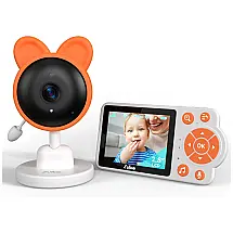 Babá Eletrônica Alcance até 300m com Sensor de Temperatura, Pan-tilt-Zoom, Canções de Ninar, Bateria até 30H e Áudio Bidirecional, Zulino