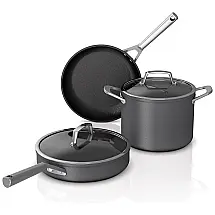 Conjunto de Panelas e Frigideiras Antiaderente 5 Peças em Aço Anodizado Premium, Ninja C35000W, Preta