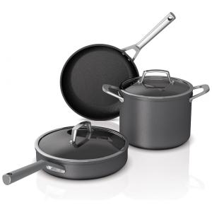 Conjunto de Panelas e Frigideiras Antiaderente 5 Peças em Aço Anodizado Premium, Ninja C35000W, Preta