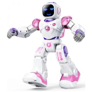 Brinquedo Robô Roku Programável e Interativo com Controle de Voz e de APP, para Crianças de 4 a 9 Anos, Rosa