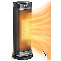 Aquecedor Elétrico de Cerâmica com Controle Remoto, Temporizador e Tela LCD, 1500W 110V, Lemyzo, Preto