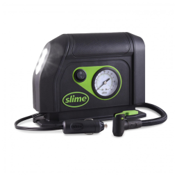 Compressor de Ar com Fio Portátil 100 PSI com Medidor Analógico e Luz LED, 12V, Slime 40050, Preto