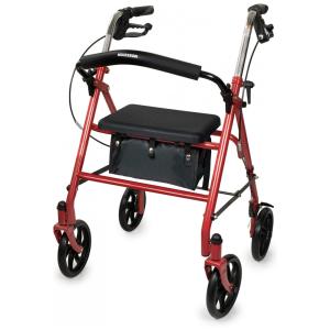 Andador Adulto Idoso McKesson com Assento, Suporta até 136 Quilos, Vermelho