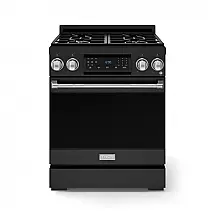 Fogão a gás GLP profissional 76cm Thor Kitchen Gordon Ramsay preto/inox painel touch basculante convecção grelha contínua 129L 110V