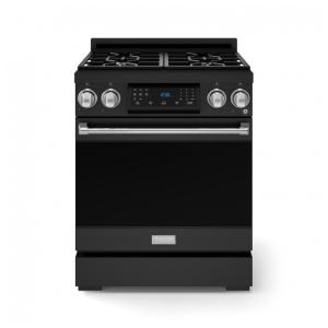 Fogão a gás GLP profissional 76cm Thor Kitchen Gordon Ramsay preto/inox painel touch basculante convecção grelha contínua 129L 110V