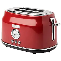 Torradeira Elétrica de 2 Fatias com 6 Níveis de Tostagem, Aço Inoxidável, 1500W, 110v, HADEN 75001, Vermelho