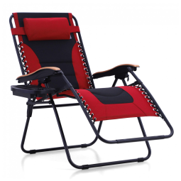 Cadeira Reclinável Ajustável Gravidade Zero com Apoio de Cabeça e Porta Copos, MFSTUDIO, Vermelho