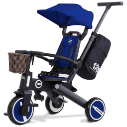 Triciclo Infantil 7 em 1 Azul Escuro NEWTRONX com Assento Giratório, Capota Ajustável, Arnês e Bolsa de Armazenamento