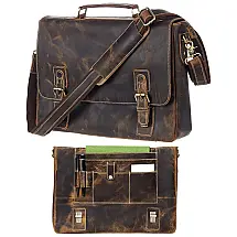 Viosi Bolsa, Pasta de Couro Masculina para Laptop, Marrom