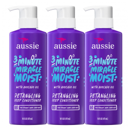Condicionador Aussie Deep, com Abacate. Sem Parabenos, 3 Minutos Milagre Húmidos, Para Cabelos Secos, 16 Fl Oz, Pacote Triplo