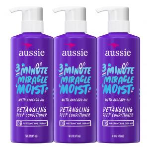 Condicionador Aussie Deep, com Abacate. Sem Parabenos, 3 Minutos Milagre Húmidos, Para Cabelos Secos, 16 Fl Oz, Pacote Triplo