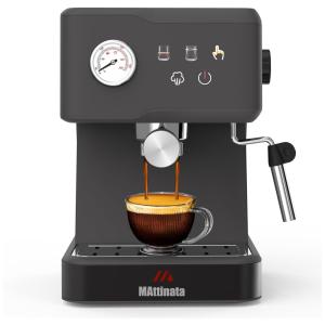 Máquina de Café Expresso 20 Bar com Batedor de Leite e Vaporizador, 110V 1350W, Mattinata, Cinza