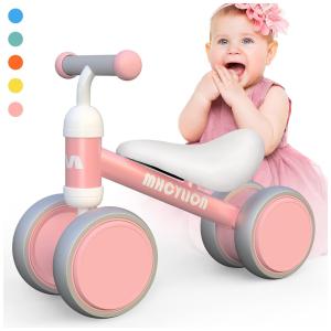 Bicicleta sem Pedal com 4 Rodas para Crianças de 1 a 2 Anos, MHCYLION, Rosa