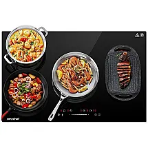 Cooktop Elétrico de Indução 30" 76cm para Embutir, com 4 Queimadores, 2300W, 220V, CHEF YL CF7308S, Preto