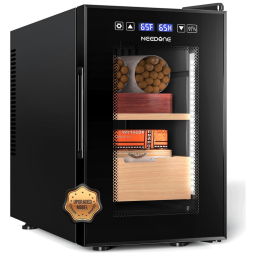 Umidor NEODONE 60L Pro, com Controle Automático de Umidade e Temperatura, Capacidade para 420 Charutos, Madeira de Cedro Espanhol