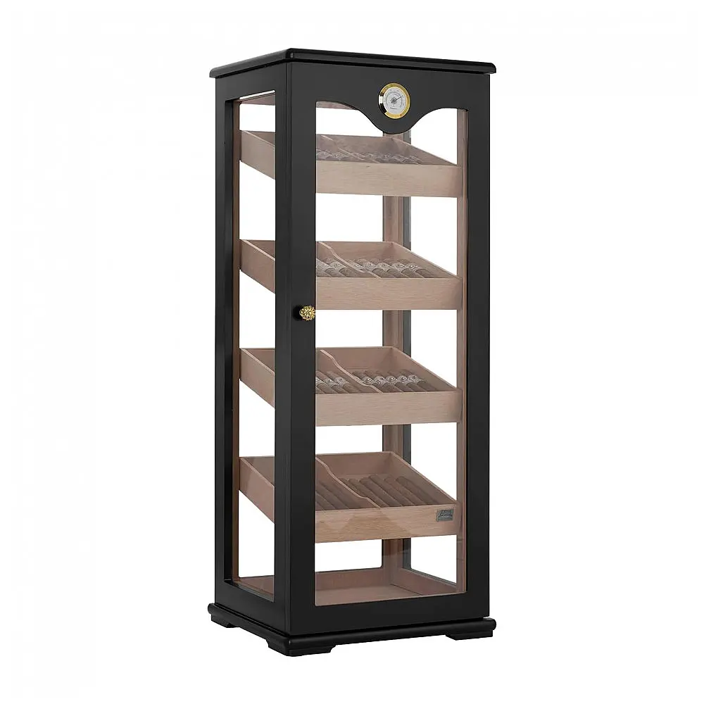 Umidificador para Charutos Quality Importers Mogno com Vidro Temperado para 100 Charutos HUM-DIS7