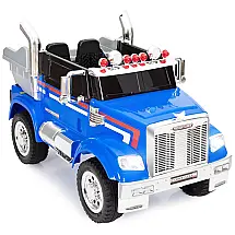 Caminhão Elétrico Infantil 1 Assento com Controle Remoto, Reboque Giratório, Sistema de Suspensão por Mola, Música e Luz Led 12V, TOBBI