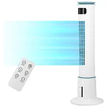 Ventilador de Torre com Névoa, Controle Remoto, Temporizador e 12 Velocidades, 110V, Simple Deluxe, Branco