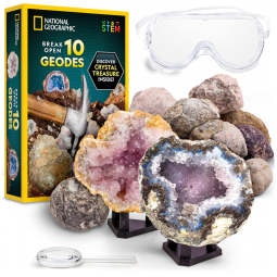 Kit de Geodos Premium National Geographic – Quebre 10 Cristais Naturais, Atividade Educativa Infantil