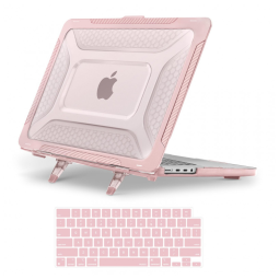 MOSISO Capa Rígida Honeycomb para MacBook Pro 16" 2021-2025 M1/M2/M3/M4 Pro/Max com Suporte Dobrável e Capa de Teclado, Rosa