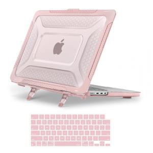 MOSISO Capa Rígida Honeycomb para MacBook Pro 16" 2021-2025 M1/M2/M3/M4 Pro/Max com Suporte Dobrável e Capa de Teclado, Rosa
