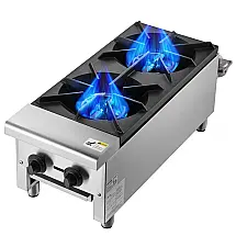 Fogão Industrial VEVOR GHP-212 2 Queimadores Inox 56.000 BTU Gás Natural e GLP Bancada