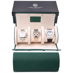 Caixa, Estojo para Relógios Protege e zena, 3 Lugares, LUXE TIMEPIECE COLLECTION, Verde