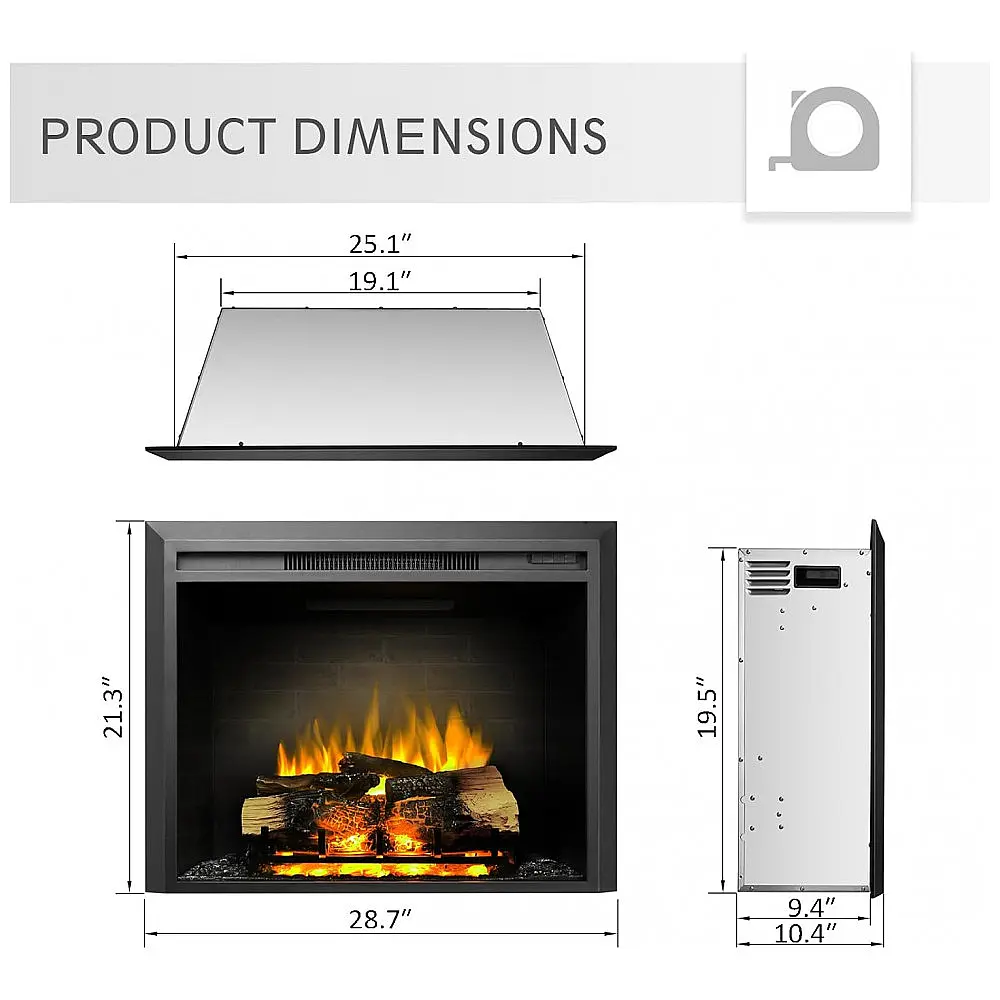 Lareira Elétrica de Embutir A54x72L com Controle Remoto e Som de Fogo, 1500W, 110v, LEGEND FLAME EF262, Preto — foto 3