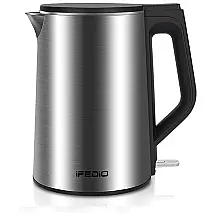 Chaleira Elétrica, Capacidade 1.5 L, Aço Inoxidável, Desligamento Automático, 1500W, 110v, IFEDIO, Cinza