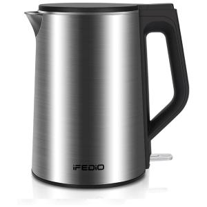 Chaleira Elétrica, Capacidade 1.5 L, Aço Inoxidável, Desligamento Automático, 1500W, 110v, IFEDIO, Cinza