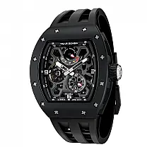 TSAR BOMBA Relógio Masculino Automático Mecânico Skeleton com Mostrador Grande e Cristal de Safira Luminoso