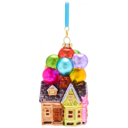 Enfeite Natalino Oficial Disney Pixar Casa de Carl com Balões - Sketchbook Collection, Vidro 12x7x6 cm