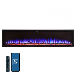 Lareira Elétrica de Embutir A48x213L com Controle Remoto e Chamas Multicolorida, 1500W, 110v, TOUCHSTONE 80050, Preto