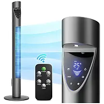 Ventilador de Torre com Controle Remoto, 3 Velocidades, Temporizador 12H e Tela LED, 110V, Mollie, Cinza