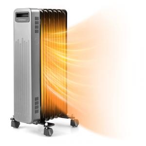 Aquecedor a Óleo Portátil com Rodas, 3 Níveis de Calor, Proteção Contra Tombamento e Superaquecimento, 110V 1500W, COSTWAY, Preto