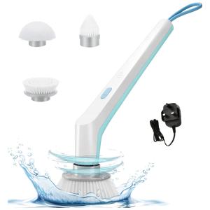 Escova Elétrica Rotativa 360 sem Fio até 70 min e 3 Acessórios, Branca, 110v, VESTYNSKA cleaning brush, Branco